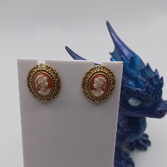 1928 Jewelry - 1928 Cameo Stud Earrings